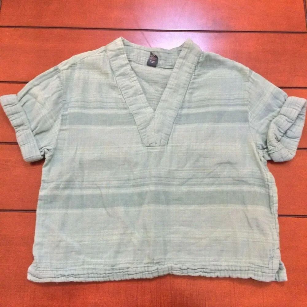 Prana striped 100% cotton short sleeve top xs